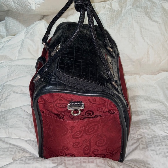 Vintage BRIGHTON Large Cosmetic travel Case croc embossed - Picture 3 of 15